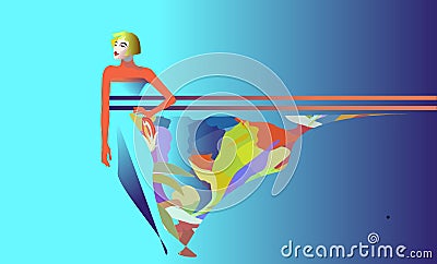 Abstract sketch girl model, dress, suit, Fashion Vector Illustration